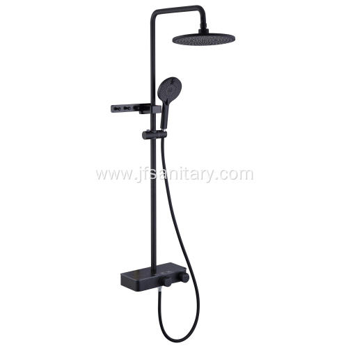 Black Shower Faucet Set With Wall Hook